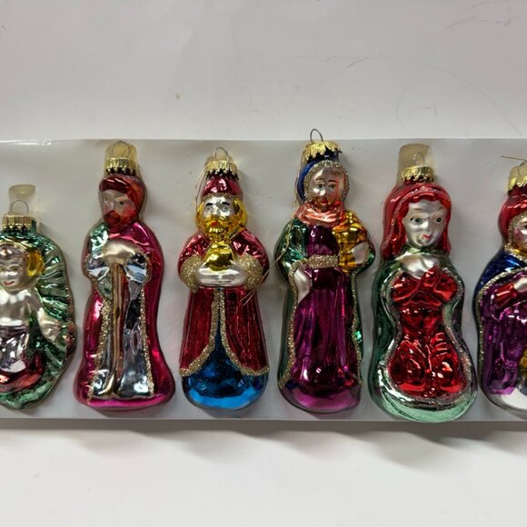 NEW Vintage Glass Nativity Set Christmas Ornaments Baby Jesus Wise Men Mary - Picture 2 of 9